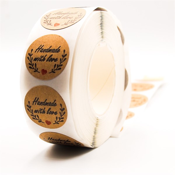 [HCM]Handmade with love Kraft Tape - Cuộn băng keo sticker cám ơn 500cái x 2.5cm