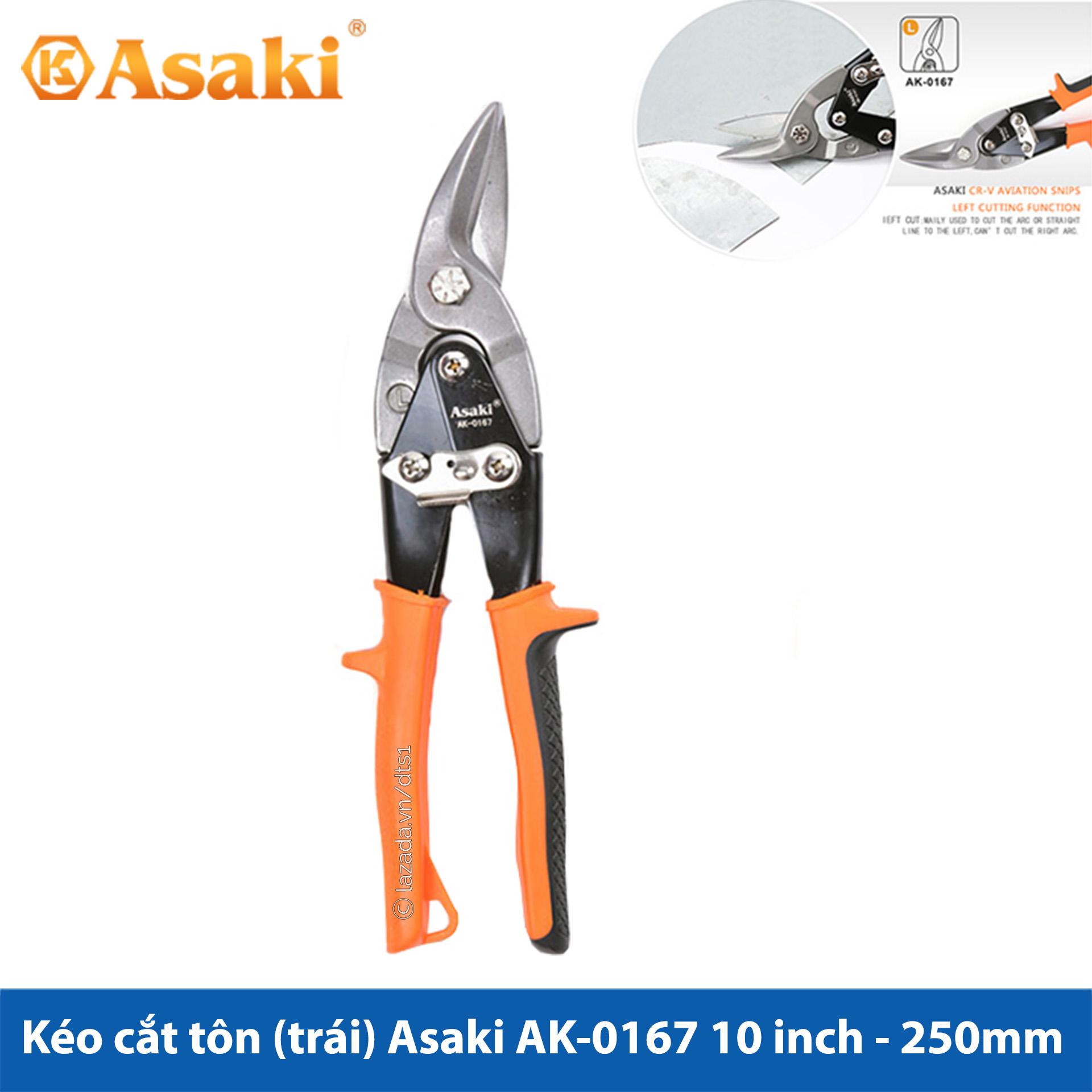 Kéo cắt tôn tole mũi cong trái asaki ak-0167 10 inch - 250mm