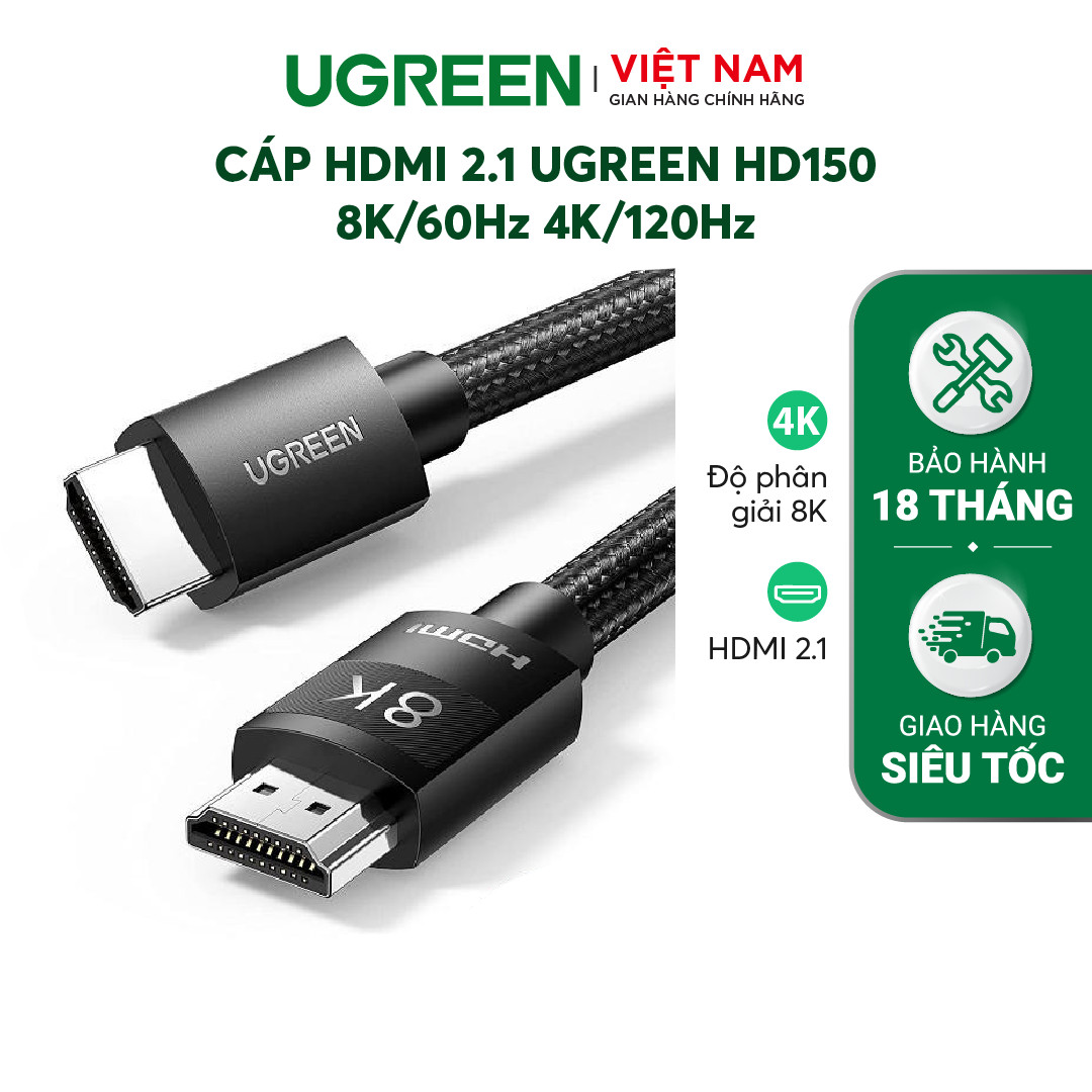Cáp HDMI 2.1 48Gbps Ugreen HD150 Cho Xiaomi Mi Box PS5 | Tốc Độ Cực Cao 8K/60Hz 4K/120Hz | Bảo Hành 1 đổi 1 18 Tháng | 40493 40178 40179 40180 40181 40182