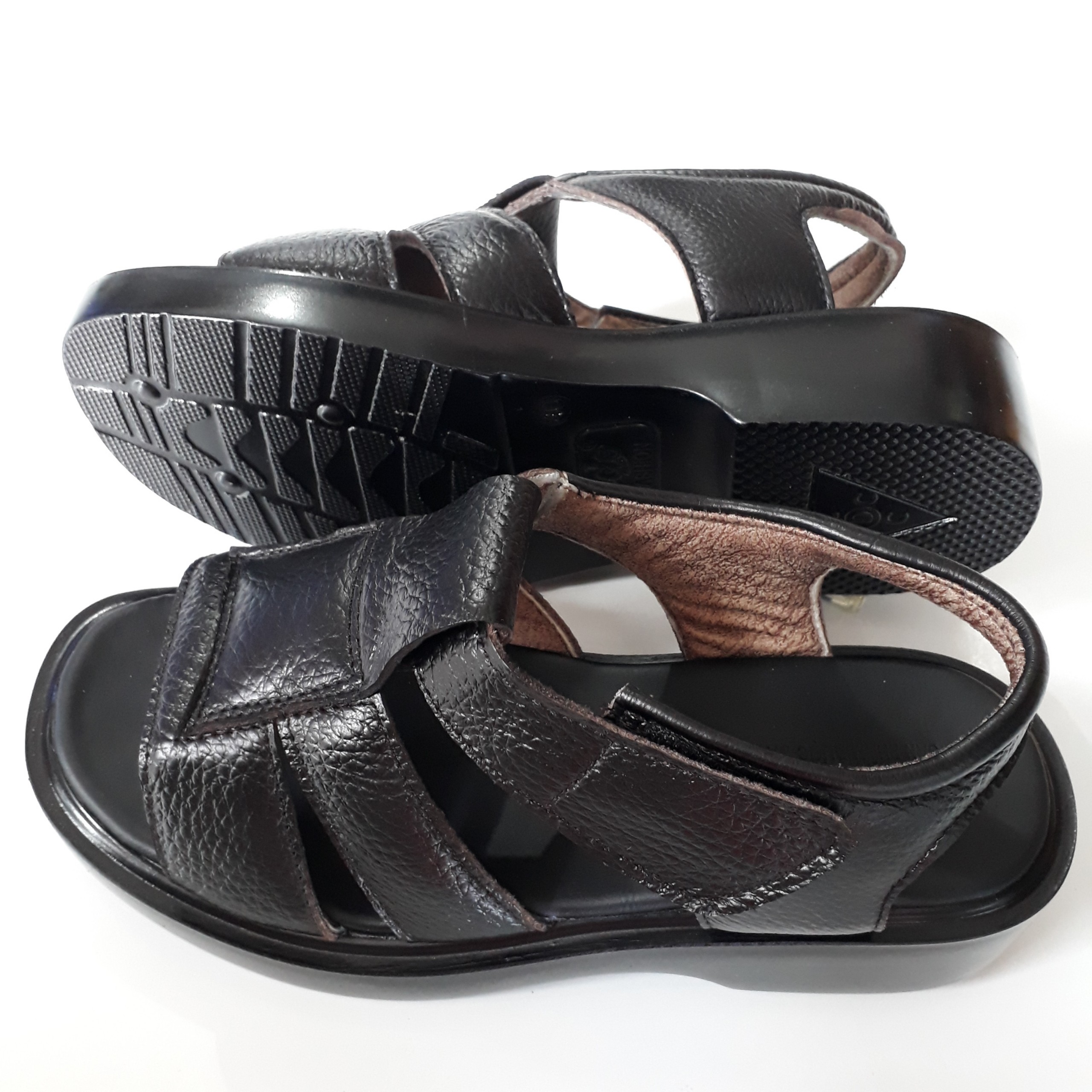 Dép sandal nam cao cấp, giày sandal nam đế cao da bò thật cao cấp hkt sd804