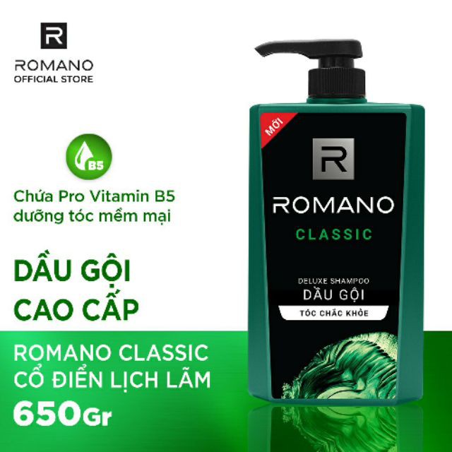 Dầu gội romano classic 650gr dầu gội nam cao cap hương nước hoa nam
