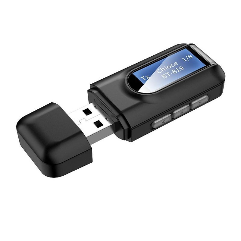 Usb thu phát có màn hình led không dây bluetooth 5.0 bt-2in1 thông minh tiện dụng