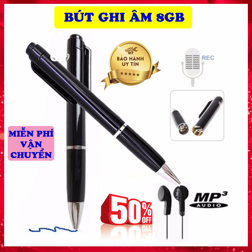Bút Ghi Âm 8G  - Thiết Kế Nhỏ Gọn, Có Thể Nghe Phát Lại  Trực Tiếp Qua Tai Nghe Hoặc Gắn Vào Máy Tính Của Bạn Thông Qua Kết Nối Usb - Bút Trợ Giảng, Bút Hỗ Trợ Lưu Âm Thanh, Thiết Bị Hỗ Trợ Ghi Âm - Bh Toàn Quốc - Landmark