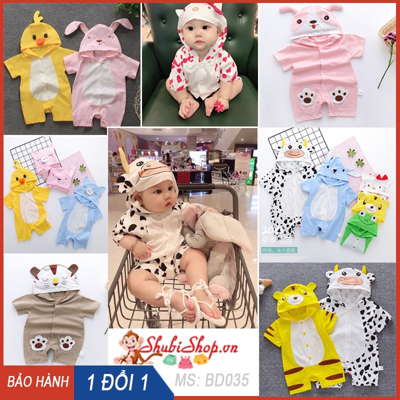 Body thú liền mũ cho bé 3-13kg -Nhiều mẫu - Body cho bé, body sơ sinh, quần áo trẻ em, quần áo sơ sinh, body thú- Dễ thương, đáng yêu, bảnh bao, lịch lãm- Shop ChenShubi