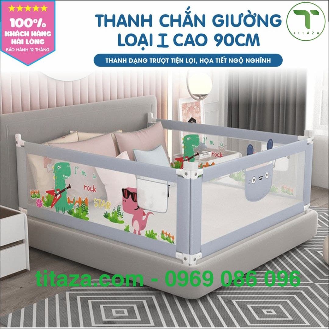 Thanh chắn giường SALE giá nhập, chặn giường Pakey dạng trượt cao tối đa 90cm có 3 màu phù hợp bé trai, bé gái - Titaza