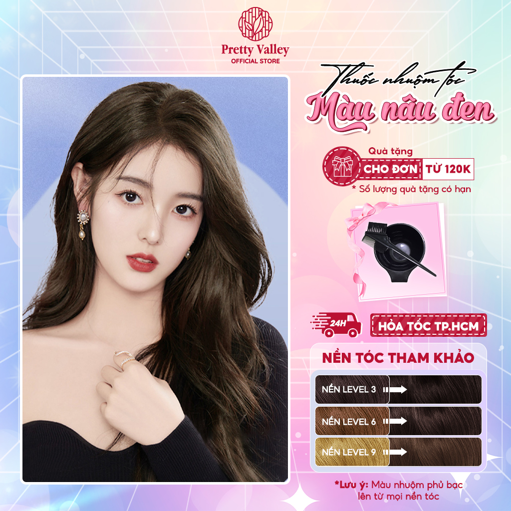 Thuốc nhuộm tóc, thuốc nhuộm màu NÂU ĐEN Molokai siêu dưỡng - Pretty Valley Hair