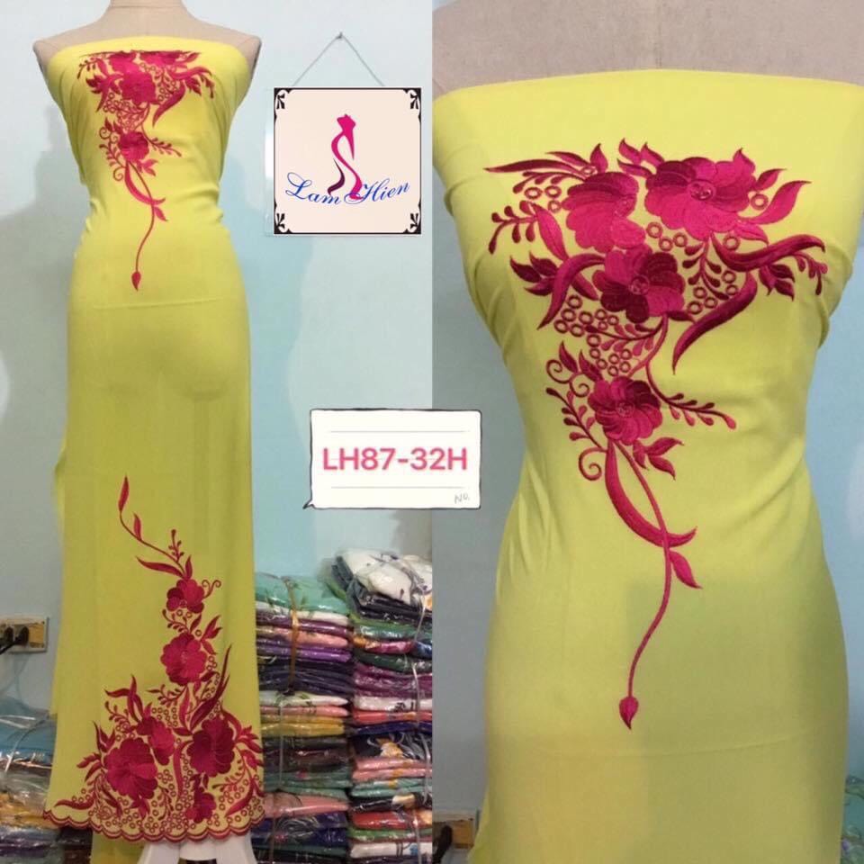 Lâm Hiền-Vải áo dài thêu LH87-rẻ, đẹp, thơi trang
