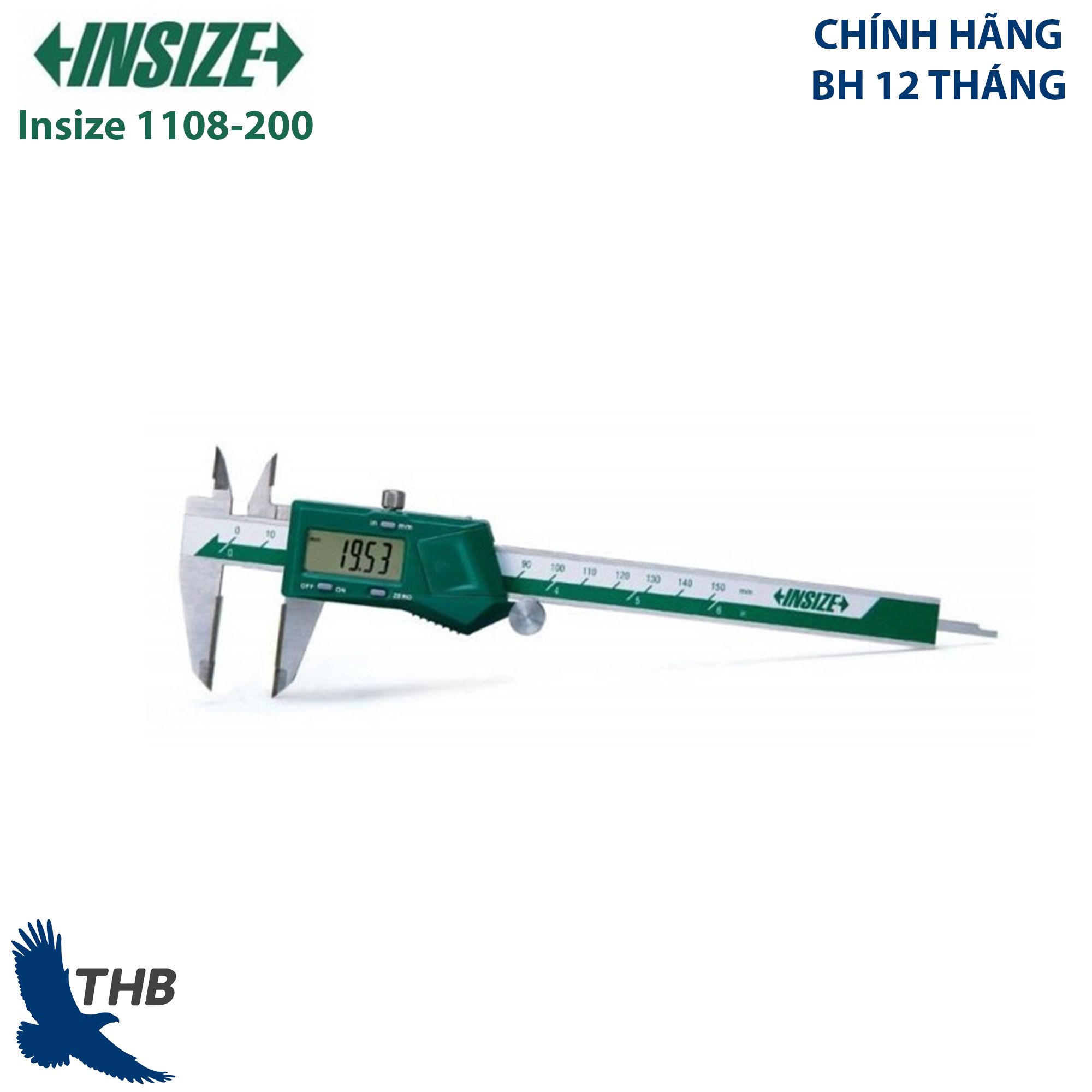 Thước cặp điện tử dải đo 0-200mm Insize 1108-200