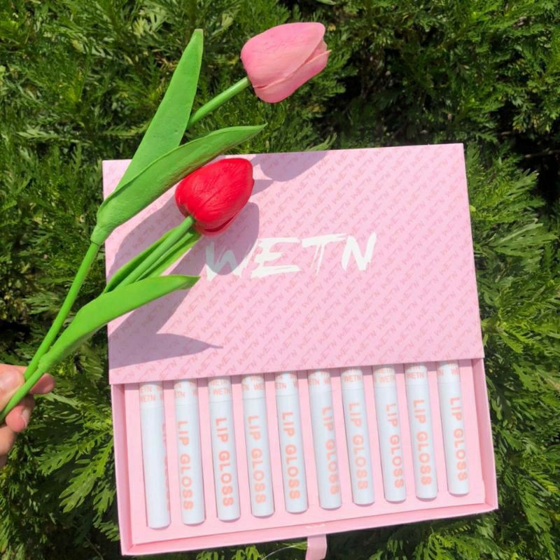 Set son 10 cây wetn lip gloss siêu hot - bộ son kem lì 10 cây wetn hồng