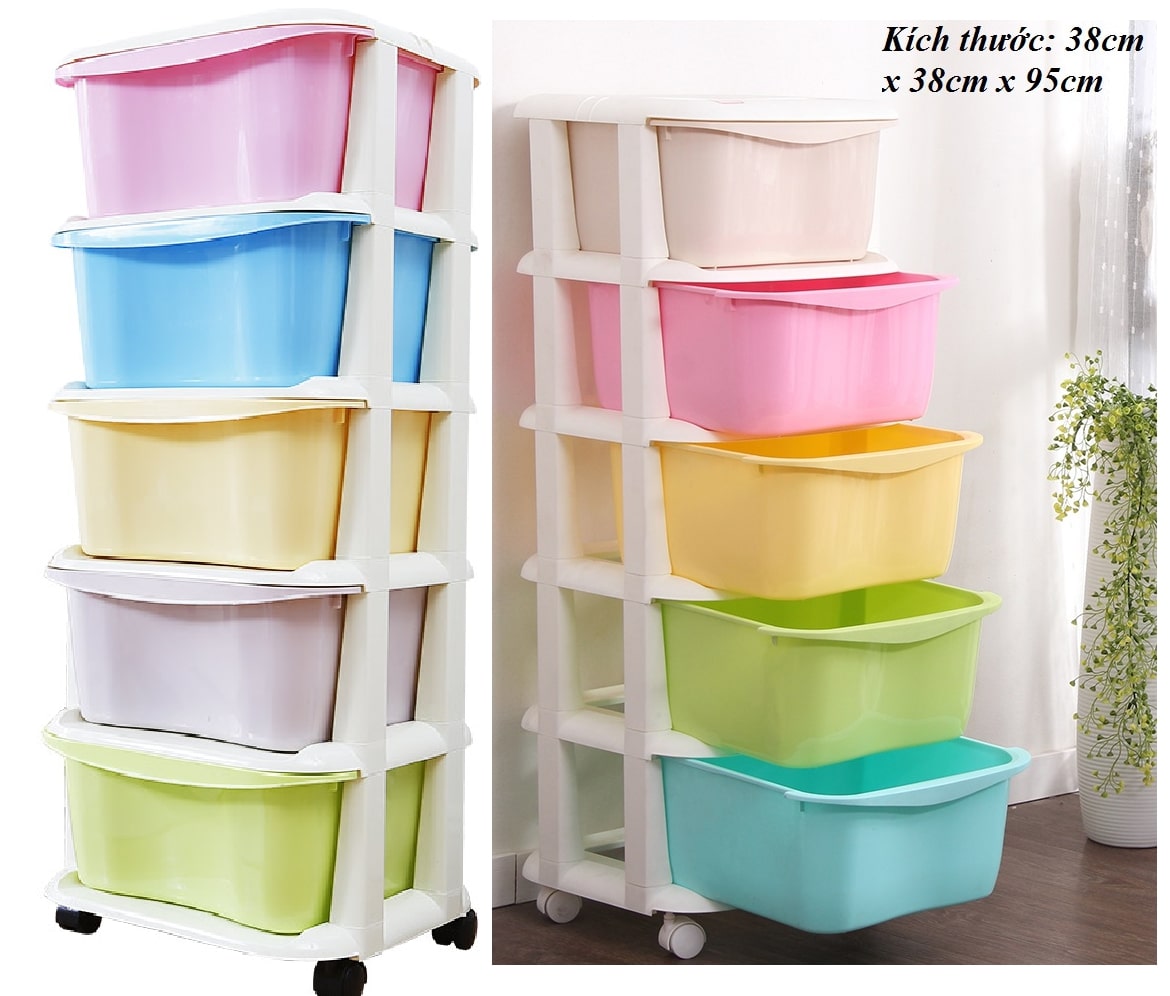 TỦ NHỰA ĐA SẮC 5 TẦNG CÓ BÁNH XE- TỦ NHỰA VIỆT NH.ẬT CHẤT LƯỢNG CAO- TỦ 5 NGĂN CÓ THỂ THÁO RỜI- TỦ ĐỰNG ĐỒ SƠ SINH