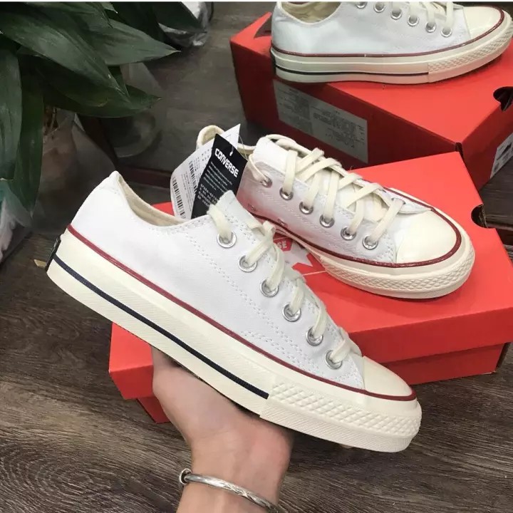 Giày thể thao nam nữ sneaker cv 1970s trắng thấp lót xanh mũi bóng