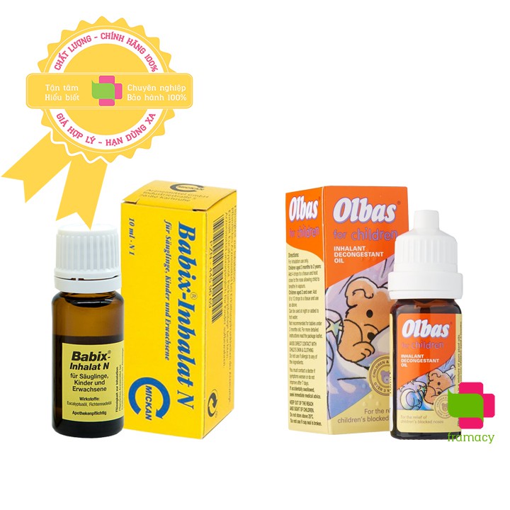 Tinh dầu Olbas For Children, Anh & Babix Inhalat N Đức giảm nghẹt mũi cho bé từ 1 tháng tuổi trở lên