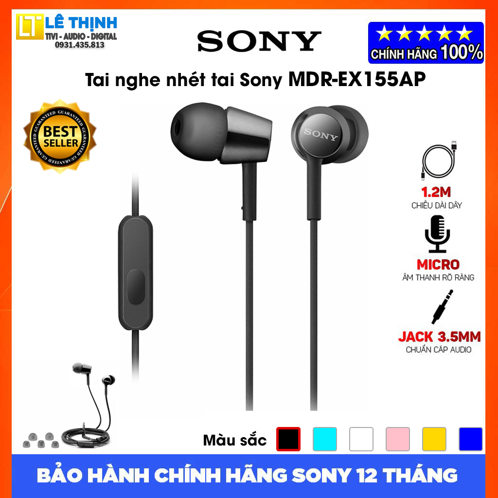 Tai nghe Sony  MDR-EX155AP - Hàng chính hãng - Bảo hành chính hãng Sony 12 tháng toàn quốc