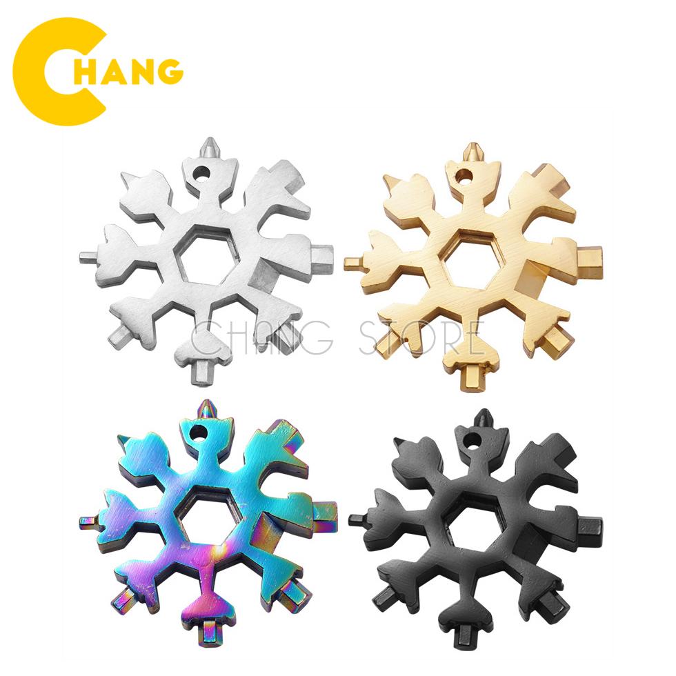 Cờ Lê Đa Năng Hình Bông Tuyết Kết Hợp Công Cụ Móc Khóa Bông Tuyết Di Động Nhỏ Gọn