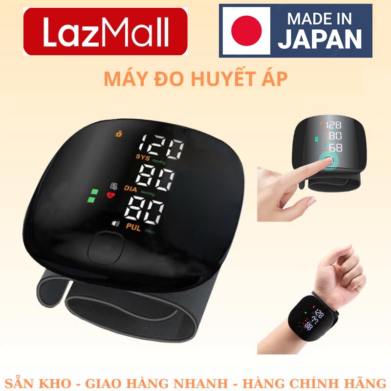 Nhật Bản Double Day Sale 60% LazMall Máy Đo Huyết Áp Cổ Tay Nhịp Tim, Máy Đo Huyết Áp Điện Tử Có Giọng Nói Tiếng Việt, Màn Hình LED Đọc Kết Quả Bằng Tiếng Việt-Máy Đo Huyết Áp Cổ Tay Độ Chính Xác Cao Tuyệt Đối