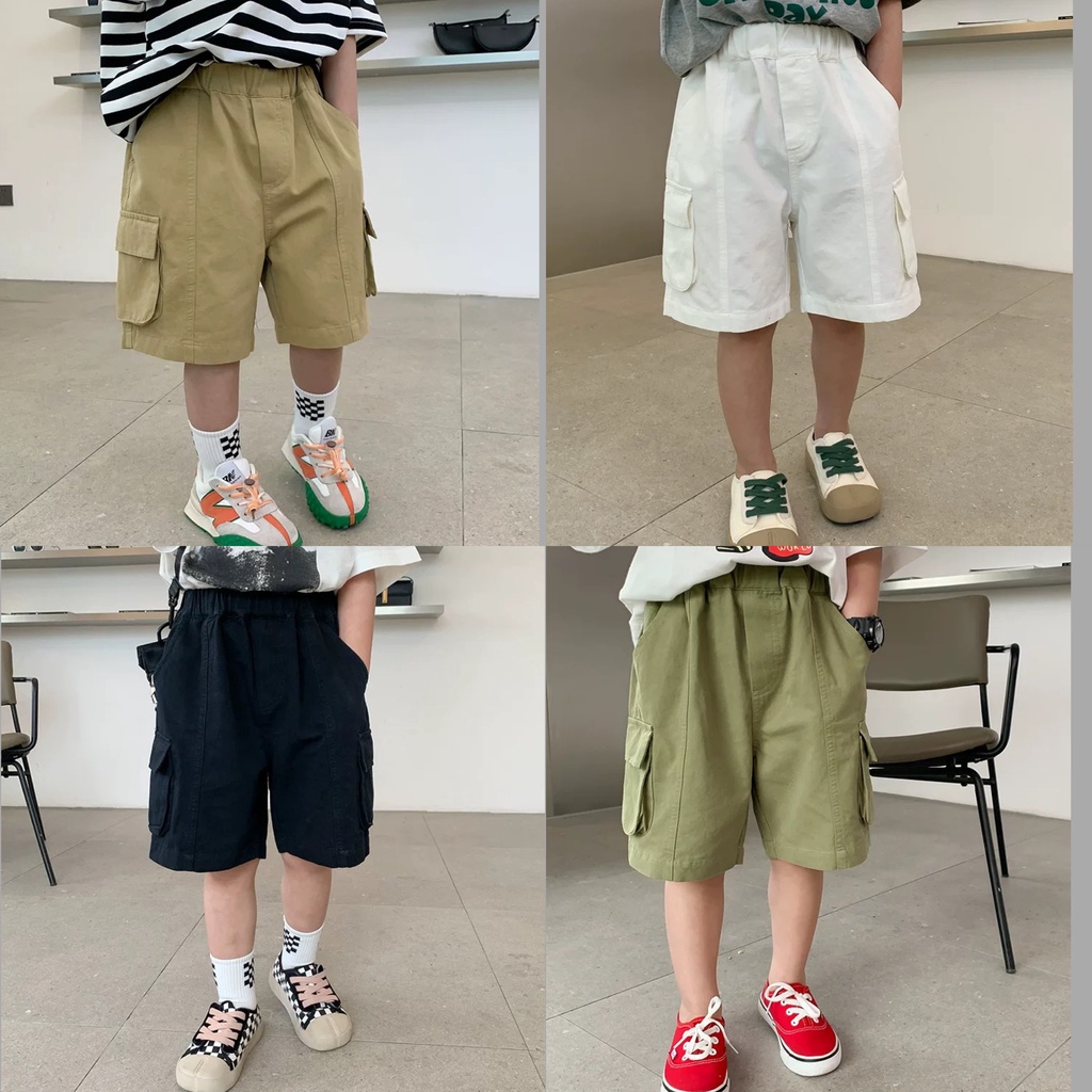 Quần short kaki bé trai lửng túi hôp - quần short cho bé chất liệu kaki mềm từ 10 - 30kg
