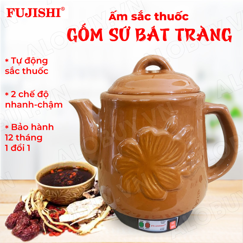 Ấm sắc thuốc điện fujishi 3.5 lít sv-803 gốm sứ bát tràng - - siêu thuốc điện nấu tự động ngắt