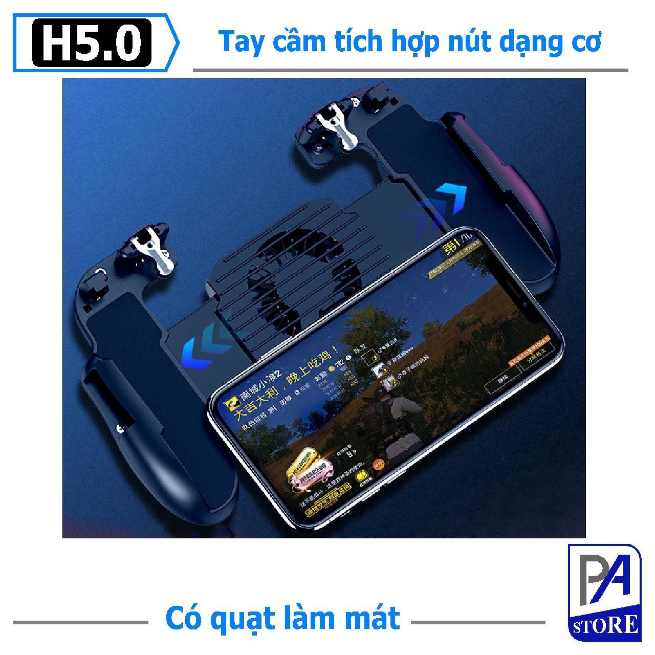 Tay Cầm Chơi Game H5 Pro Tích Hợp Nút Nhấn, Dùng Cho PUBG, ROS, Freefire Có Quạt Tản Nhiệt ( 3 Phiên Bản Có Quạt và Ko Quạt )
