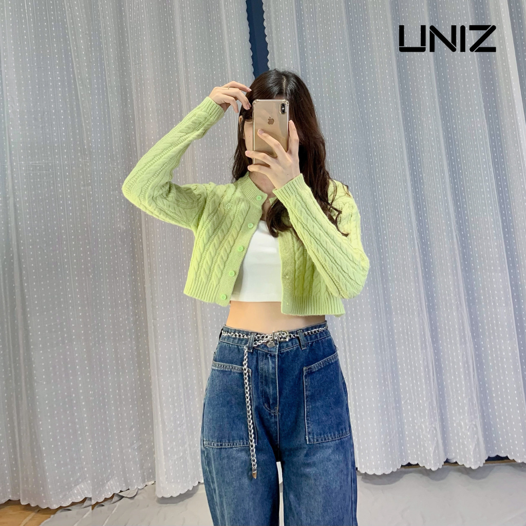 Áo len vặn thừng dáng croptop cổ tròn UNIZ - Aocrtlenvanthung1211