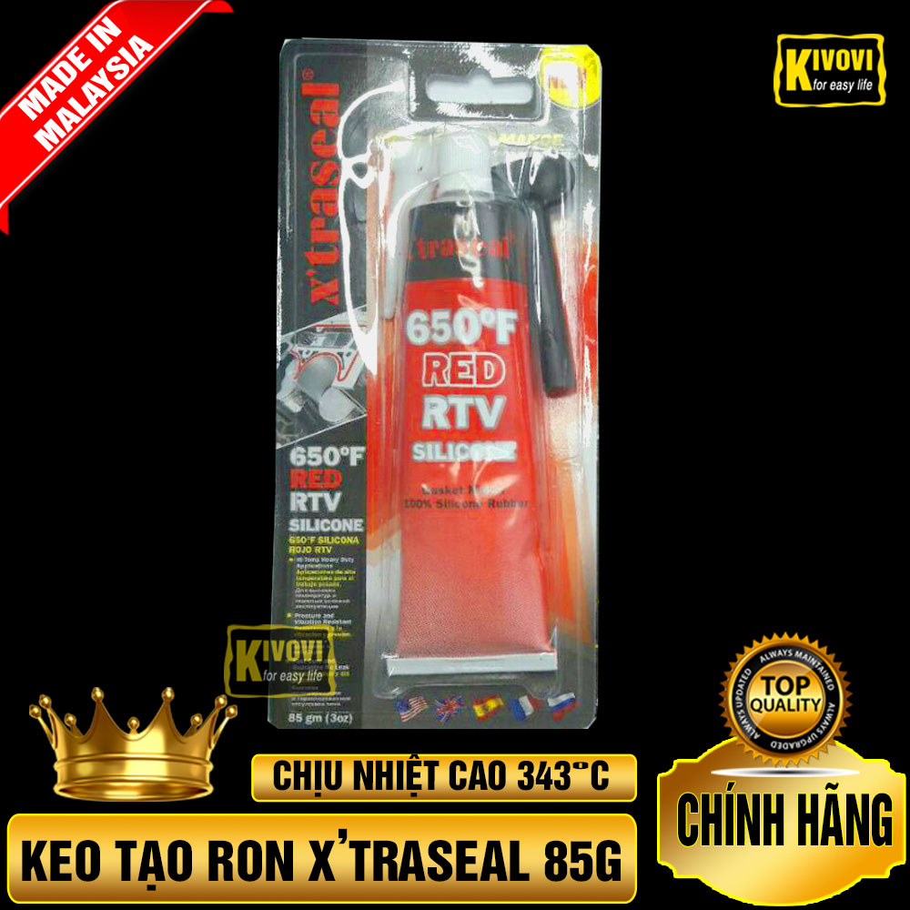 Keo Dán Gioăng Chịu Nhiệt X’traseal 650°F Red RTV Silicone 85G - Keo Dán Gioăng Cho Ô Tô, Xe Máy/ Keo Tạo Ron/ Keo Dán Ron - Keo Dán Đa Năng - Kivovi