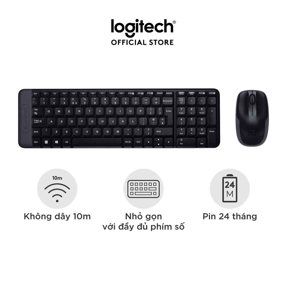 Bộ bàn phím và chuột không dây Logitech MK215