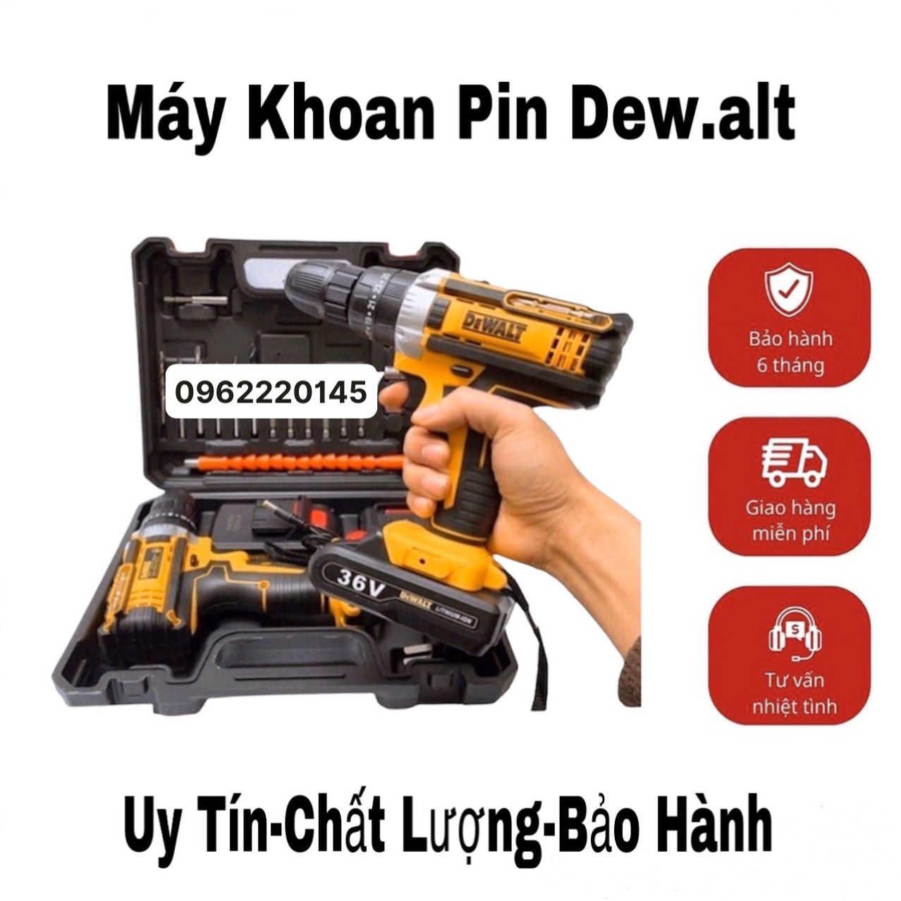 Máy khoan pin Dewalt 36V có búa - 100% lõi đồng khoan betong khoan tường khoan sắt bắn vít