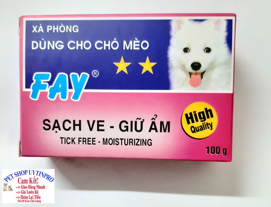 [Hoàn tiền 10%]  XÀ PHÒNG TẮM CHO THÚ CƯNG CHÓ MÈO Fay 2 Sao Sạch ve Giữ ẩm Sản xuất tại Việt Nam - Pet shop Uytinpro