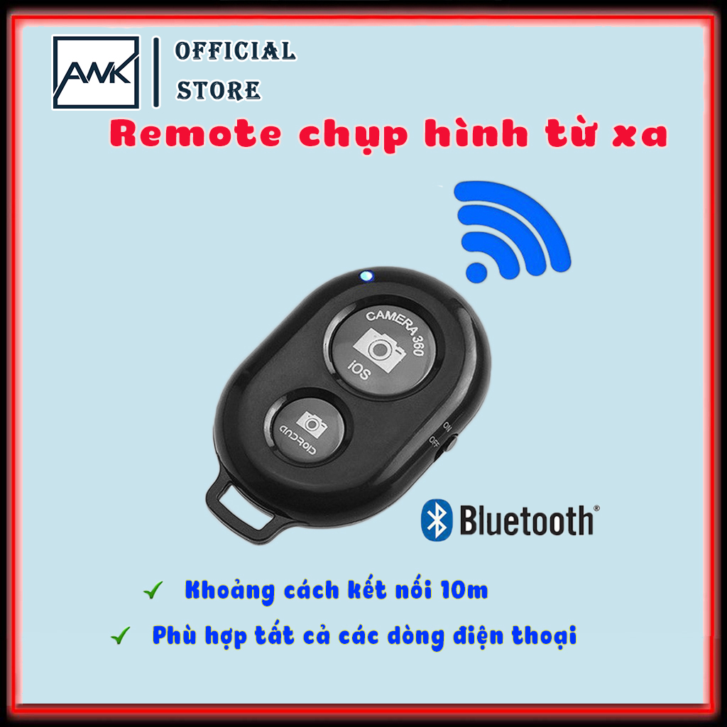 Remote chụp hình từ xa Bluetooth, Nút Bấm Bluetooth Điều Khiển Từ Xa Chụp Ảnh Tự Động Cho Smartphone, Iphone, Ipad (Tặng kèm 1 pin CR2032)