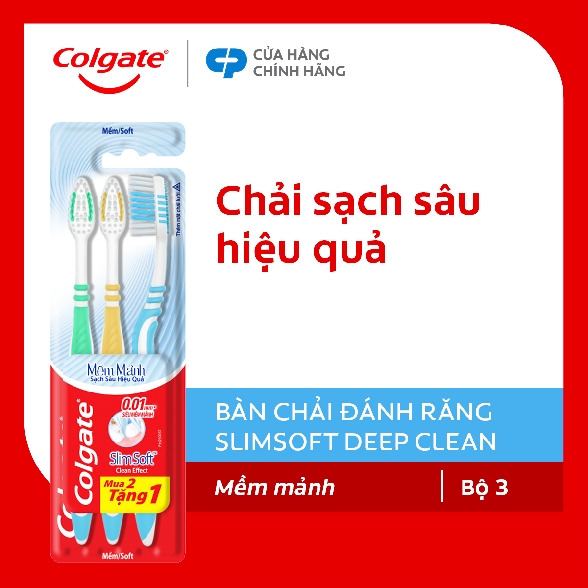 Bàn chải đánh răng Colgate SlimSoft Deep Clean sạch sâu hiệu quả