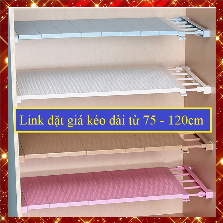 (Giá kéo dài từ 75 đến 120cm rộng 24) Kệ chia ngăn tủ đa năng chịu được 20kg