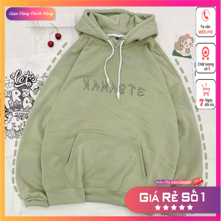 ÁO HOODIE FORM RỘNG TAY PHỒNG THÊU NAMASTE NỈ NGOẠI DÀY DẶN CHỐNG NẮNG GIỮ NHIỆT