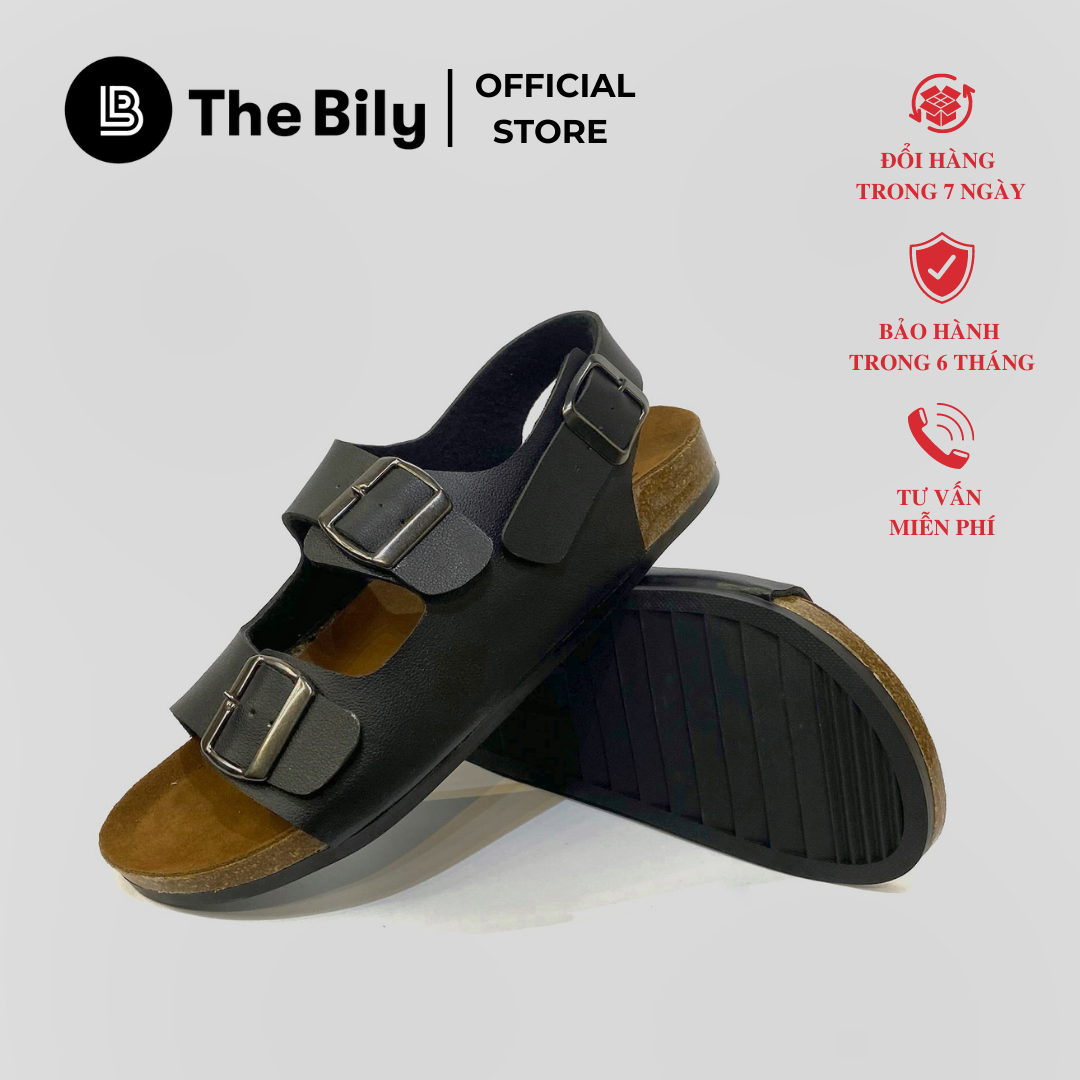 Giày sandal đế trấu quai ngang 2 khóa the bily
