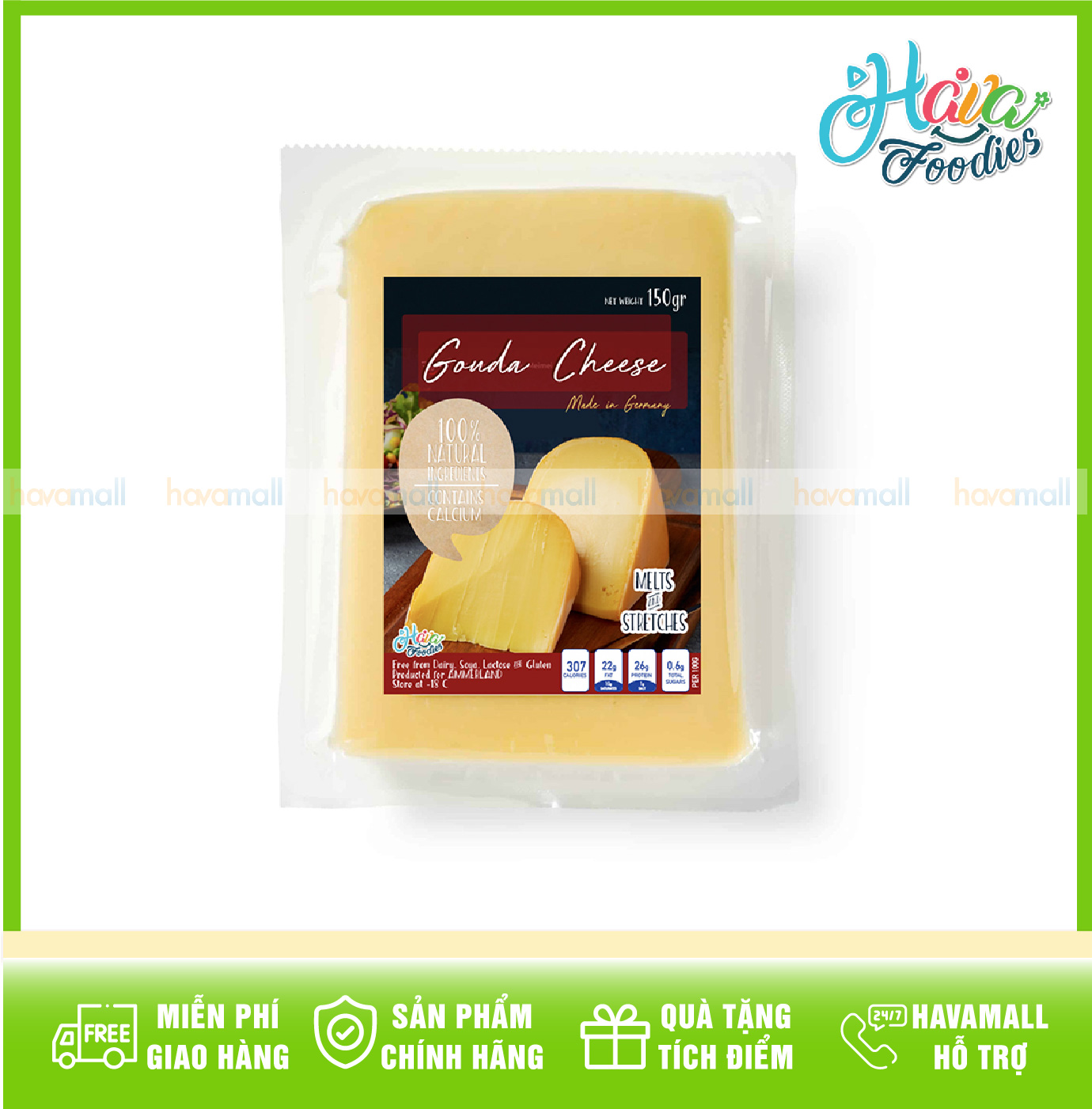 [CHỈ GIAO HỎA TỐC HCM] Phô Mai Cheddar Đỏ Havafoodies 150gr