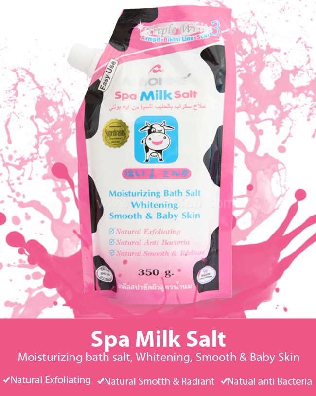 Muối tắm tẩy tế bào chết con bò abon thái lan - a bonne – tẩy da chết – tắm và chăm sóc cơ thể - muối tắm con bò tẩy tế bào chết a bonne spa milk salt 350gr – làm đẹp – tắm – tẩy tế bào chết – muối tắm – sữa tắm – chăm sóc da