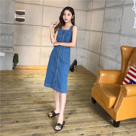 ĐẦM YẾM JEAN FORM DÀI  CÁ TÍNH D778