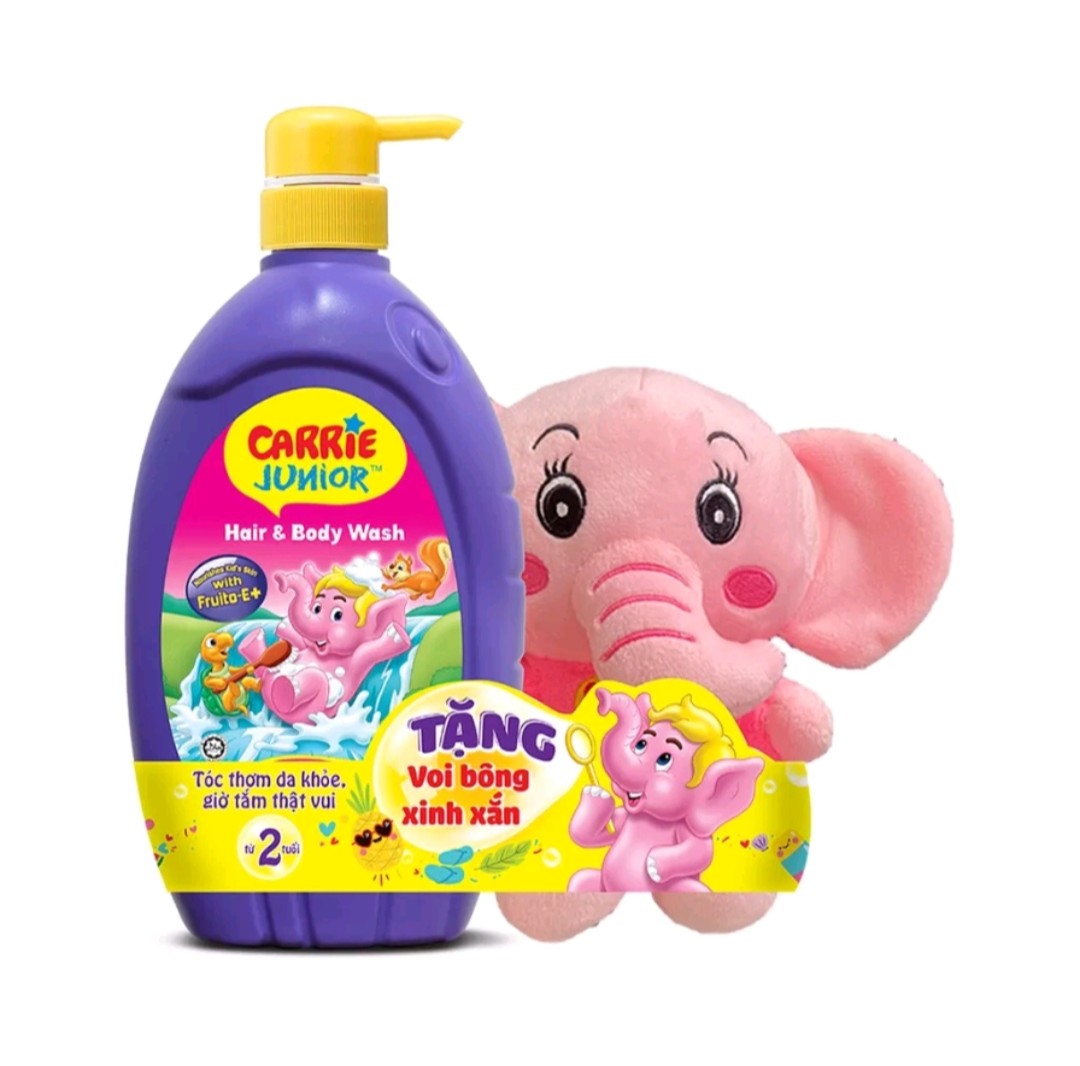 Date 2026- Tặng Thú bông- Sữa Tắm Gội Carrie Junior 700gr Hương Grapeberry / Cherry / Tinh chất sữa 700gr