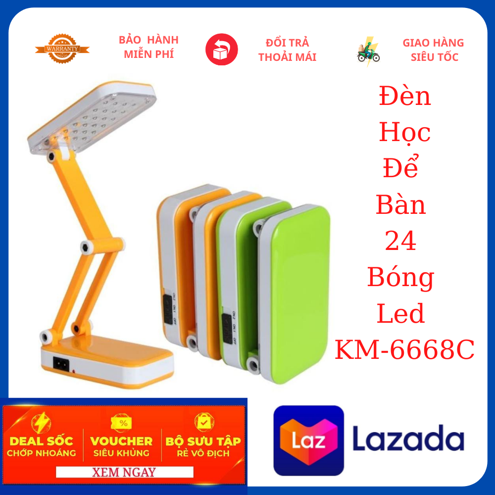 Đèn Led Để Bàn Học Bài 6668C 24 Bóng Led - Đèn Học Để Bàn - Đèn Bàn Sạc Pin Tích Điện Nhiều Màu Chống Cận Cao Cấp KM-6668C ( Giao Hàng Màu Ngẫu Nhiên )