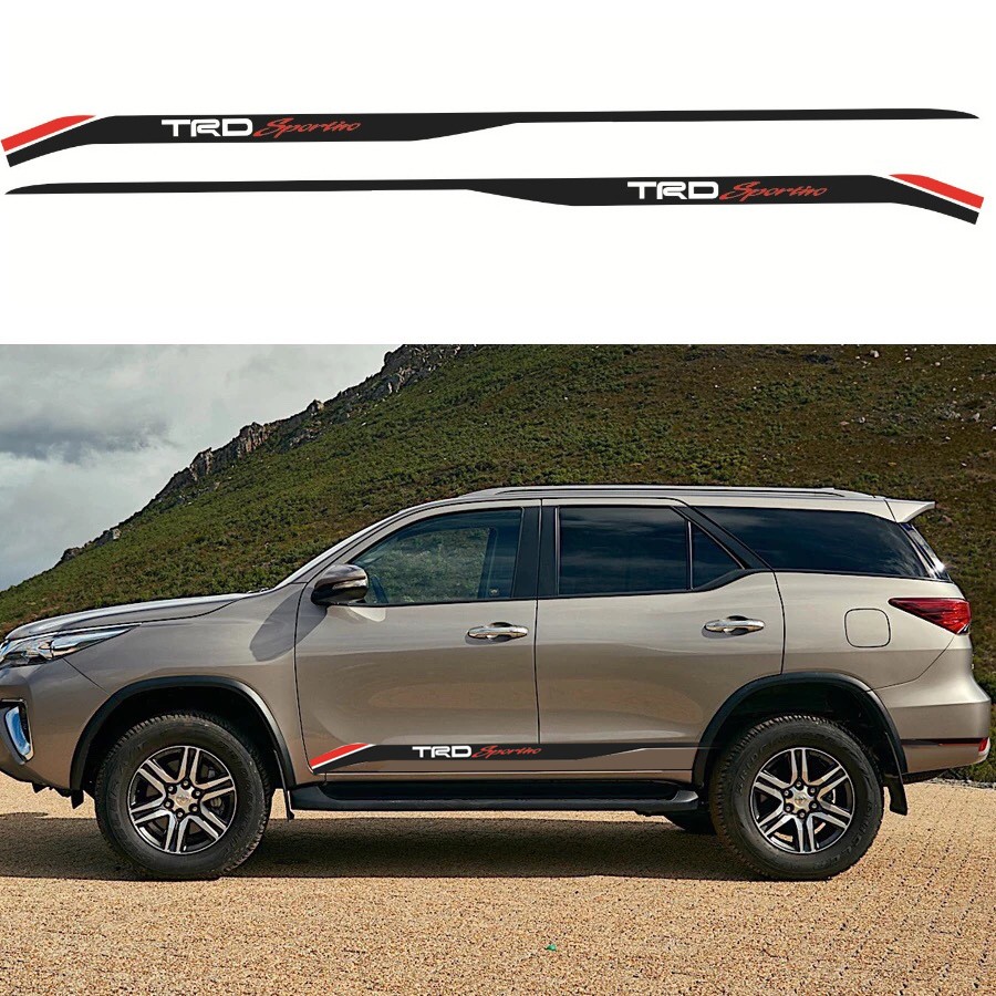 Tem dán sườn xe phong cách thể thao dubai 005 đỏ đen 1 trd