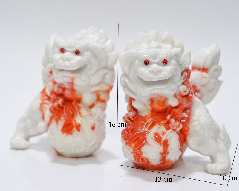 [HCM]Tượng Kỳ Lân Bằng Đá Nguyên Cặp Màu Cẩm Đỏ Nằm