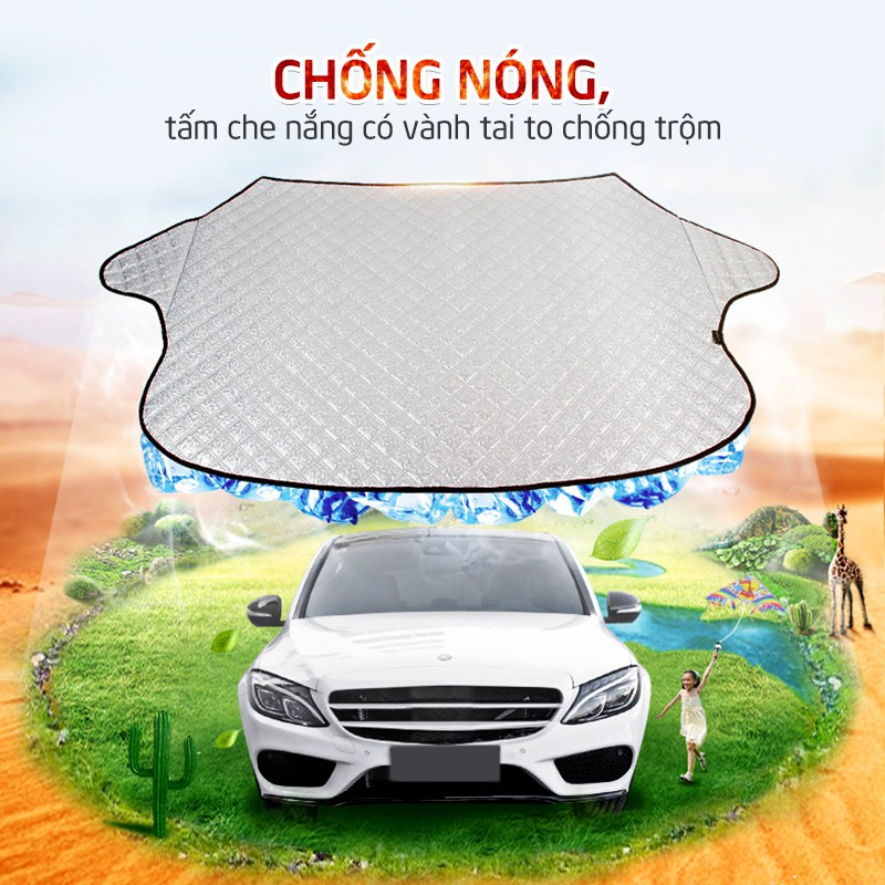 Bạt Che Nắng Kính Lái Ô Tô 3 Lớp Tráng Bạc