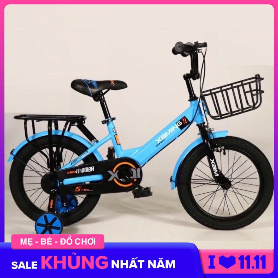 Xe đạp trẻ em thể thao Xaming size 16 inch phù hợp cho bé 4-8 tuổi, có giỏ gác baga và hai bánh phụ
