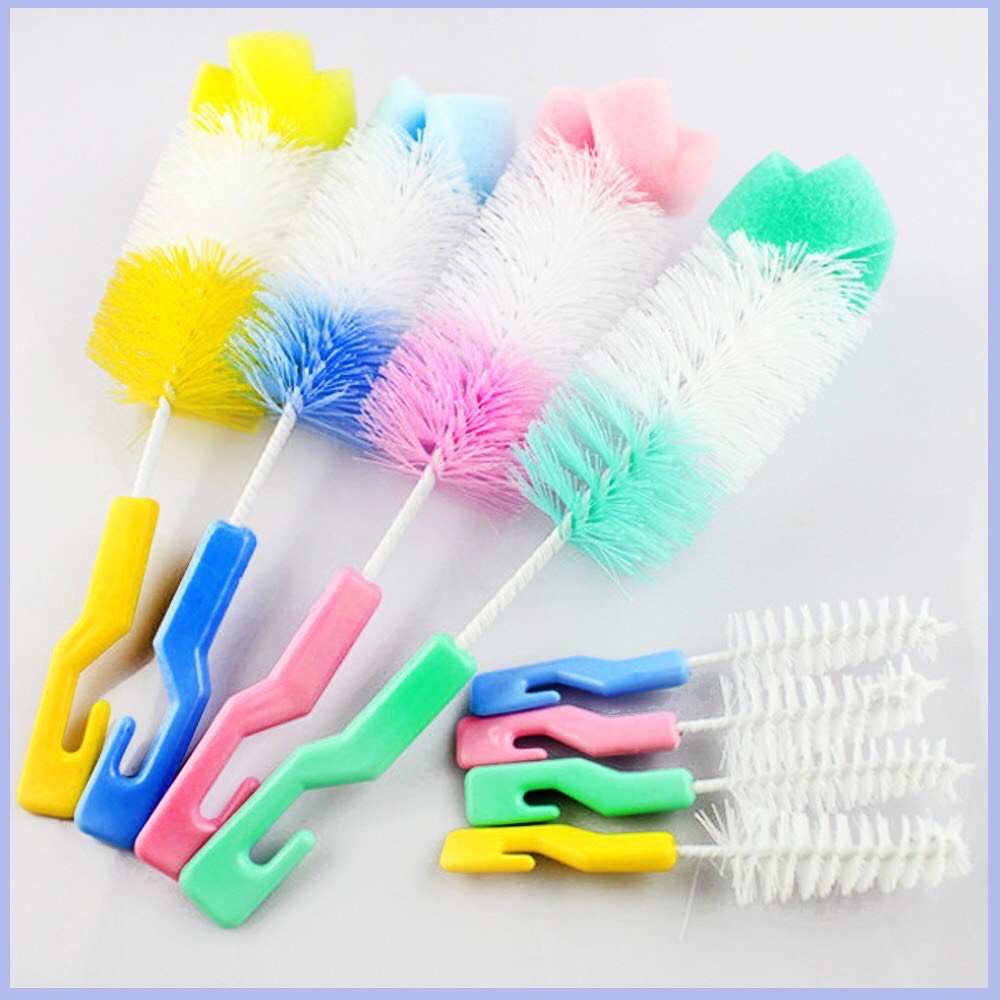 Bộ cọ rửa bình sữa, núm ti 2 chị tiết