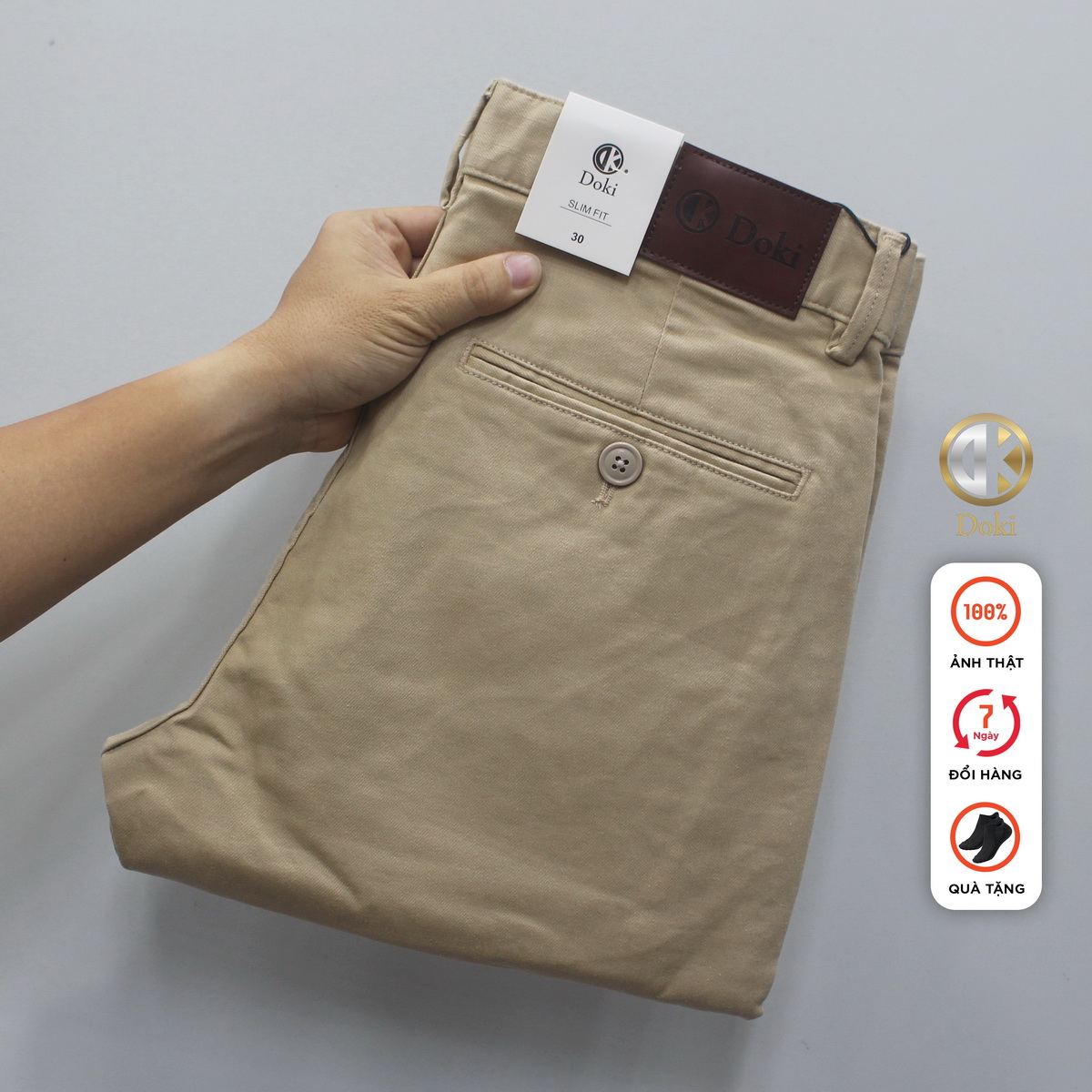  Quần Kaki Nam Cao Cấp Màu Vàng kem Quần kaki túi chéo dáng đứng vải co giãn thoáng mát trẻ trung lịch sự - Doki 