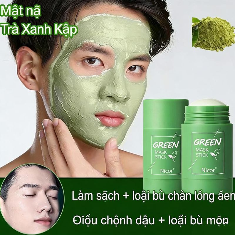 Thanh lăn mặt nạ đất sét trà xanh cải thiện vấn đề mụn khít lỗ chân lông lột mụn đầu đen kiểm soát dầu dưỡng da 40g