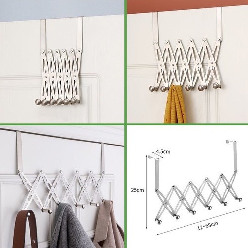 Móc treo quần áo gắn tường Zic Zac bằng inox có thể co giãn, gấp gọn