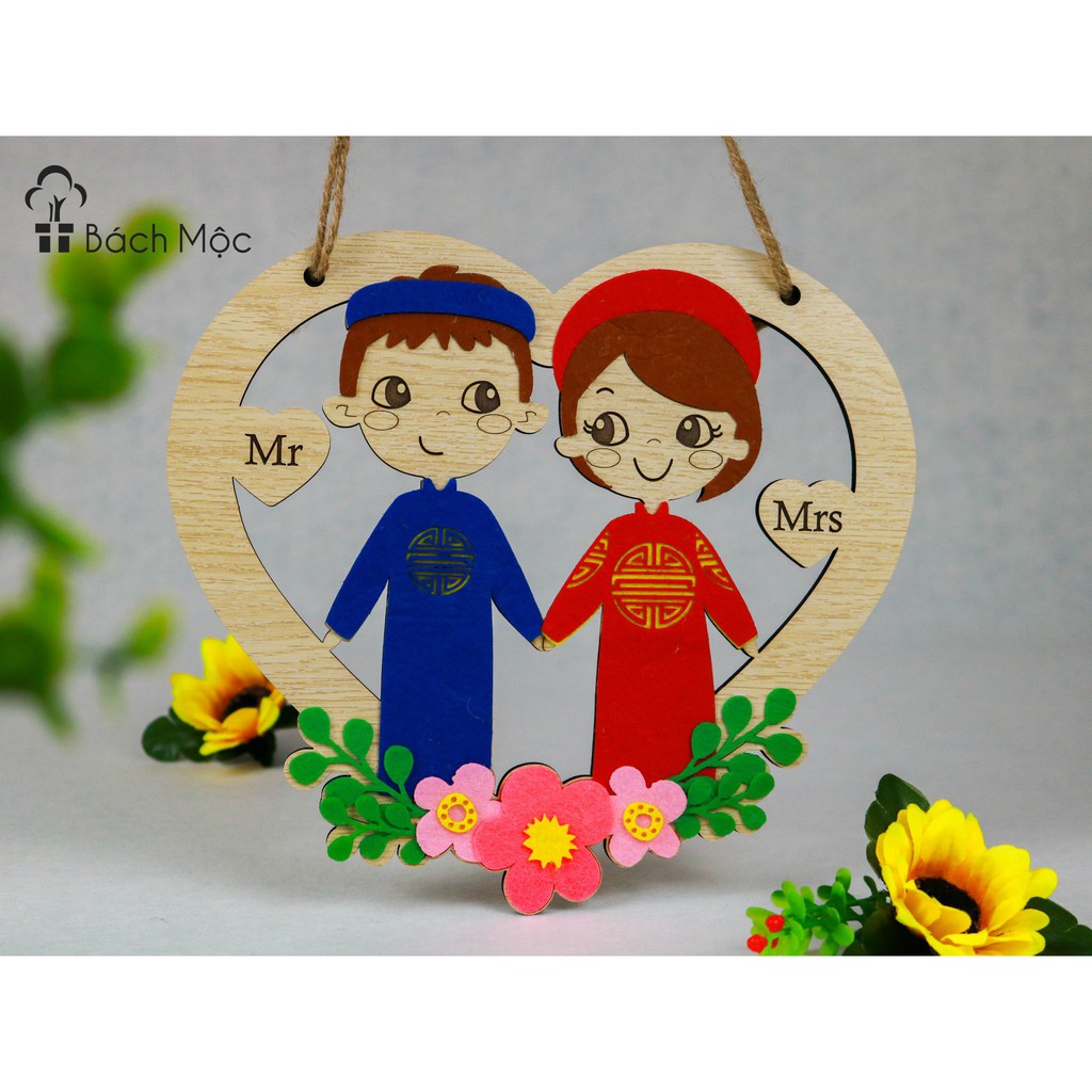 Decor home Bảng gỗ trang trí decor cô dâu chú rể