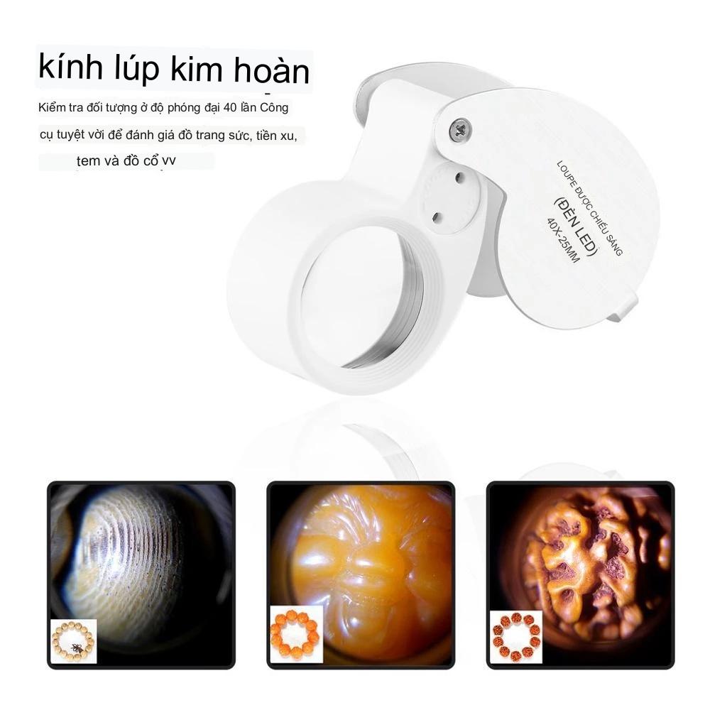 Kính lúp bỏ túi 40x25 MM có đèn KL40