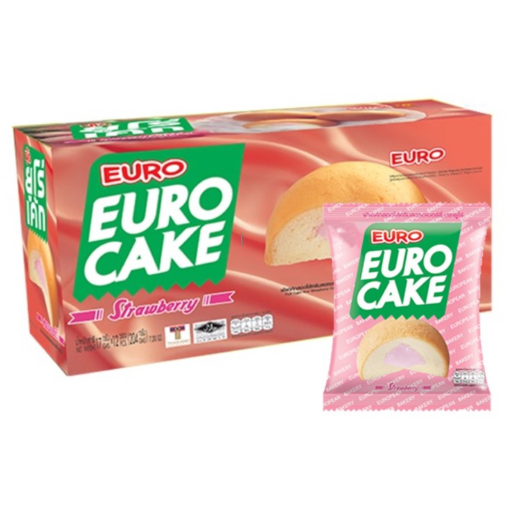 Hộp bánh trứng thái euro cake custard hương dâu 204gr