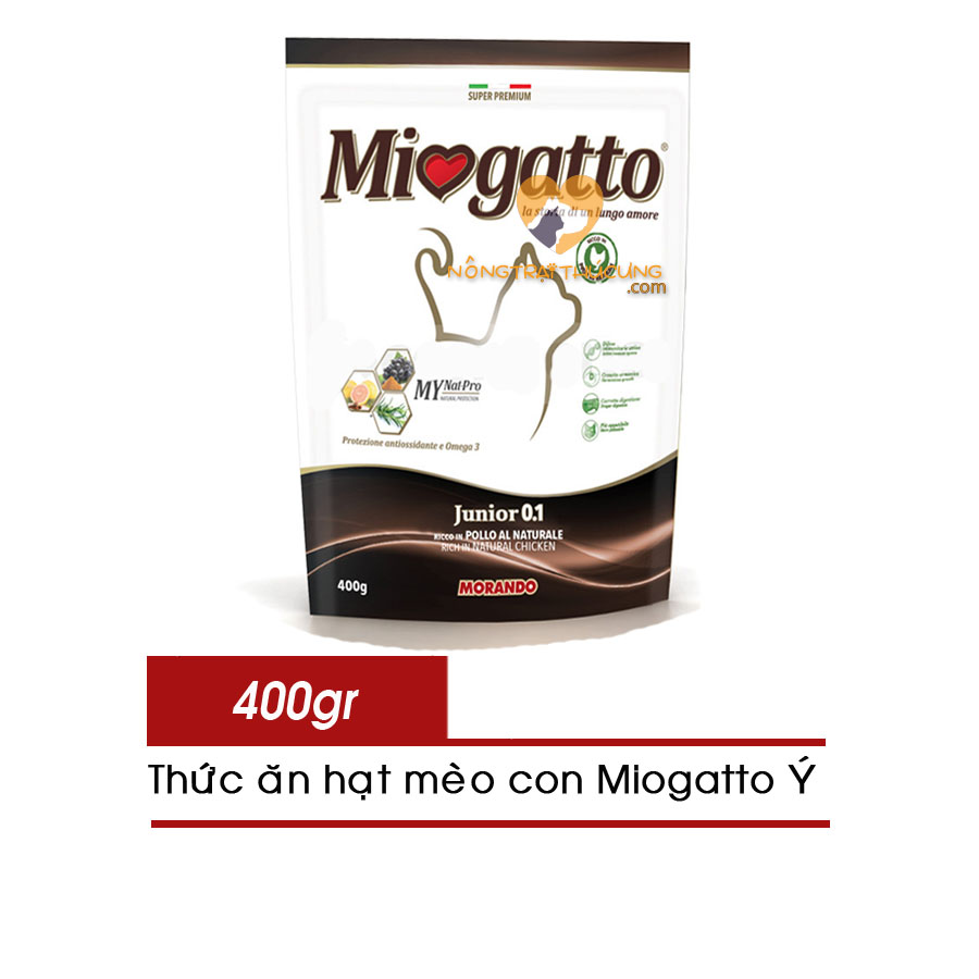 Thức ăn hạt cho mèo con morando miogatto 400g - junior0.1- tốt cho tiêu hóa -