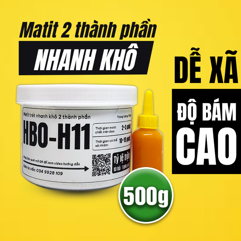 Matit trét nhanh khô 2 thành phần HBO-H11, trọng lượng 500g